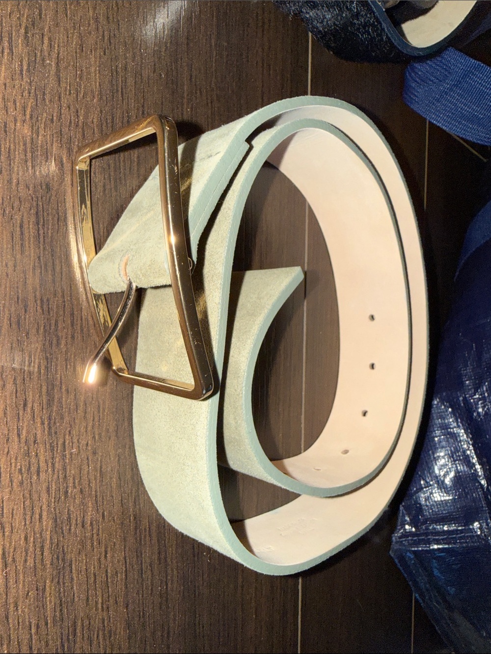 B-Low The Belt Suede Belt with Gold Buckle - Sage Green - Picture 4 of 7